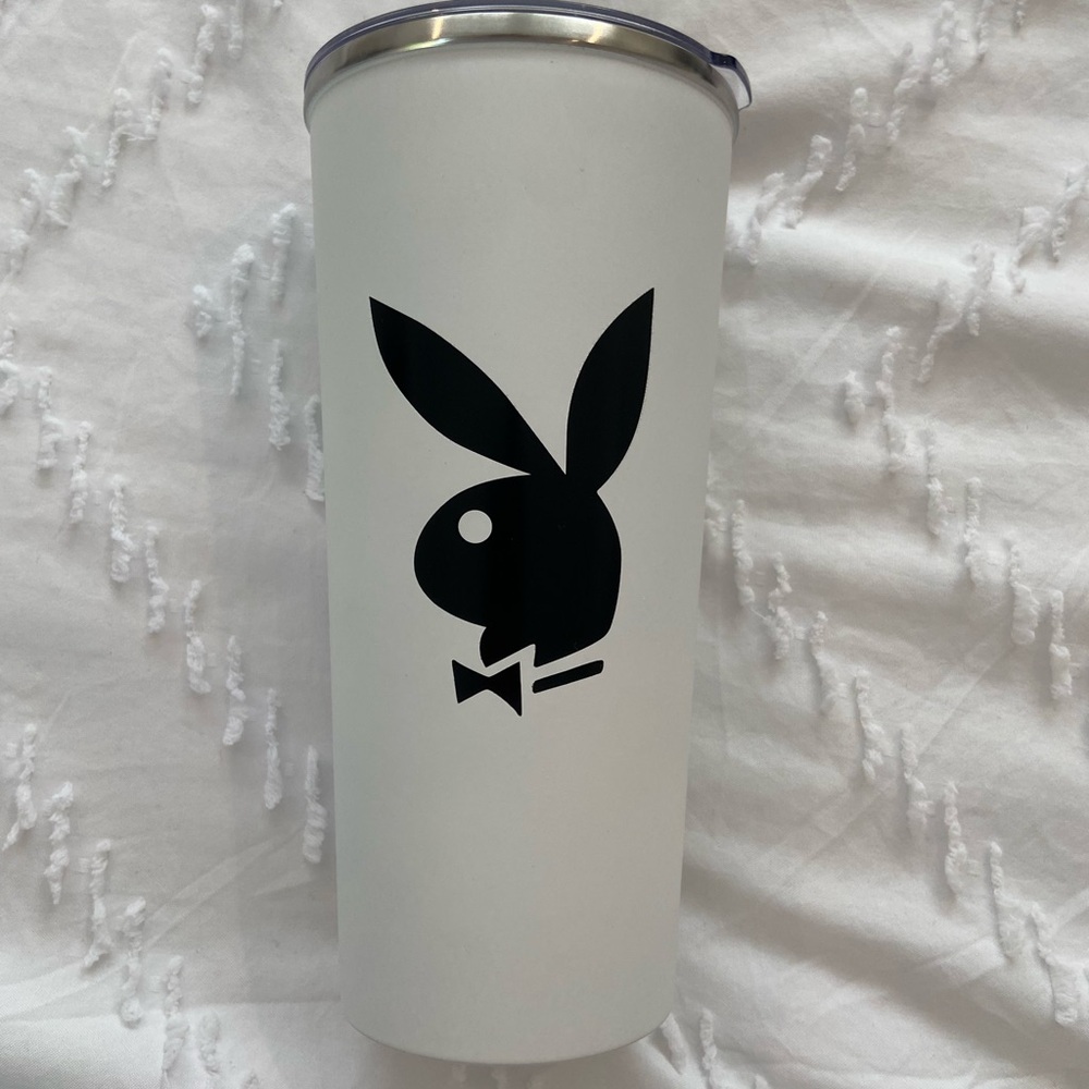 Playboy: White Tumbler with Black Logo